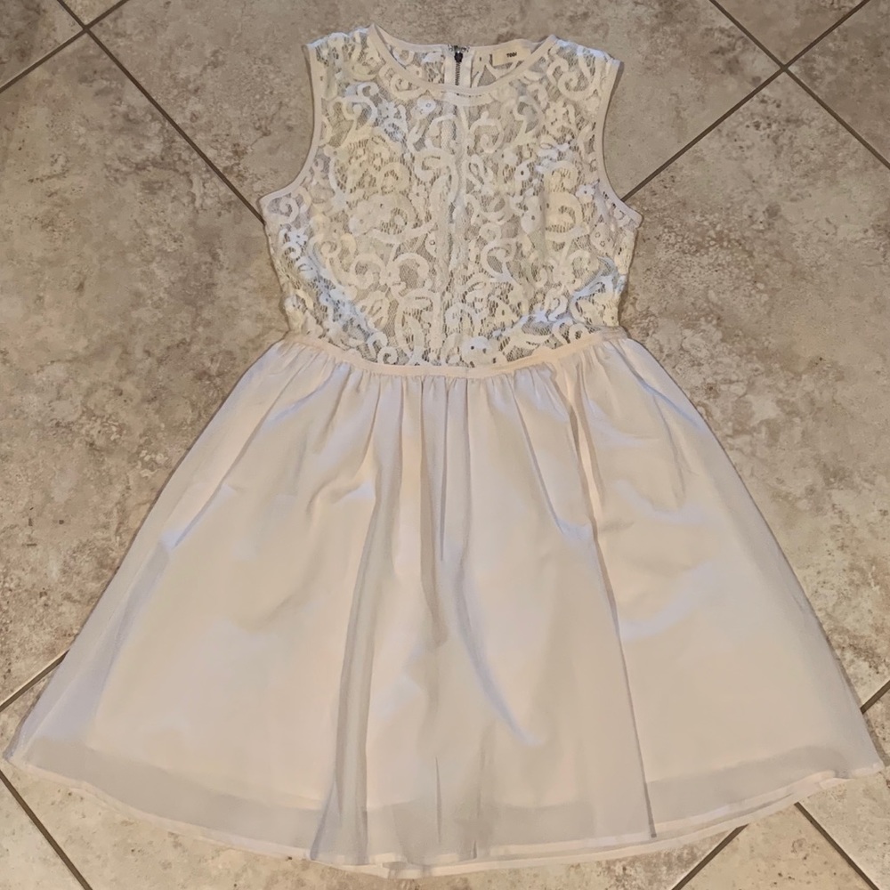 Off-white lace mini dress